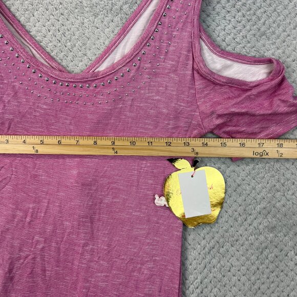 Vintage Apple Bottom Womens Bodycon Dress Pink Cold Shoulder Sz Med Y2K - Picture 10 of 15